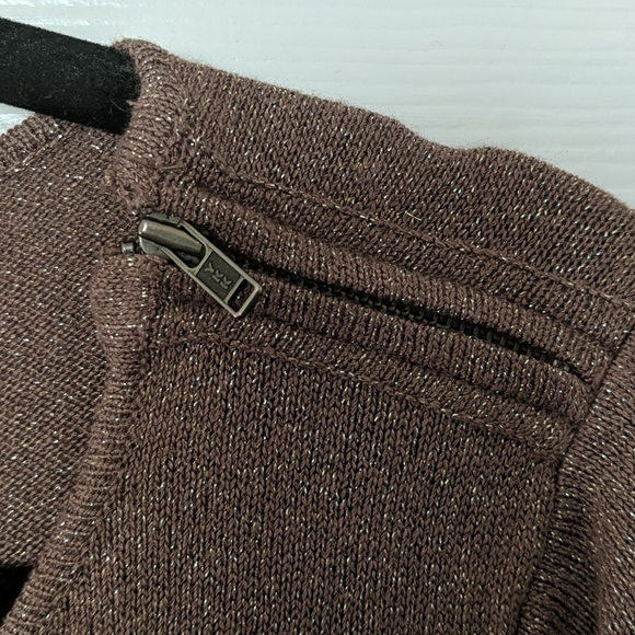 LOFT Rose Gold Metallic Zipper Sweater - Picture 2 of 5